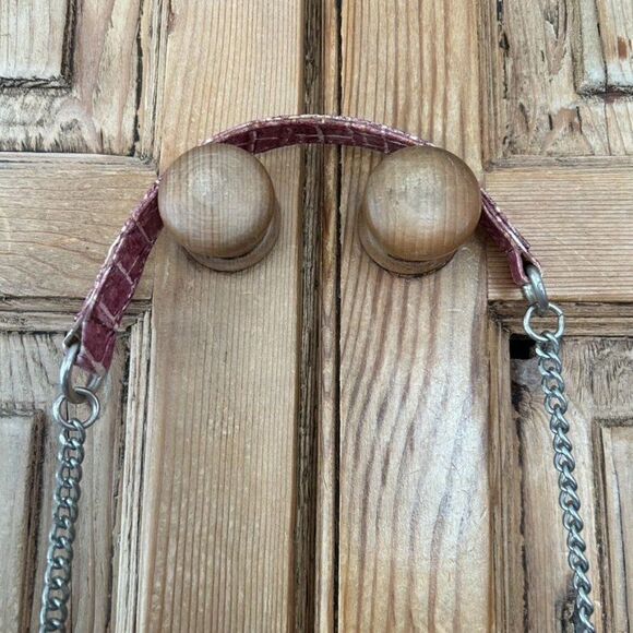 Veari Crocodile‎ Leather Chain Strap Bag Cross Body Purse Brown Pink W/ Dust Bag - Picture 12 of 16